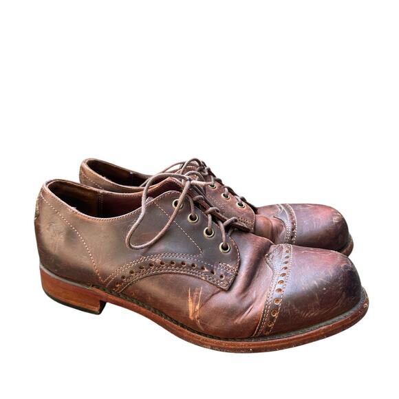 Frye Johnny Brown Wingtip Lace Up Men's Leather Shoes sz 10 - Picture 2 of 14
